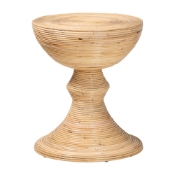bali & pari Brookwood Natural Rattan End Table : Handcrafted Wicker Sculptural Accent Table with Pedestal Base for Living Room or Sun Room